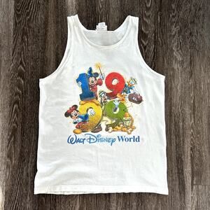 Vintage 1999 Walt Disney World Tank Top USA Made Mickey Goofy Minnie Retro Tee L